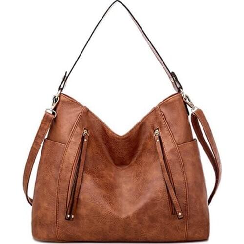 Women bag Oil wax Womens Leather Handbags Luxury Lady Hand Bags With Purse Pocket Women messenger bag Big Tote Sac S2395