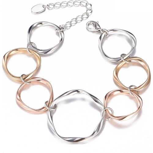 Simple Circles Women Bracelets & Bangles Gold Mix Color Jewelry Pulseira Feminina Geometric Bracelet Trendy Jewelry Gifts girls