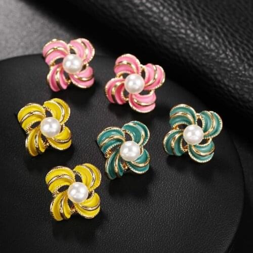 Korean Fashion Jewelry Wild Drop Oil Models Super Beautiful Flower Earrings Bohemian Pearl Earrings Female Statement Earrings