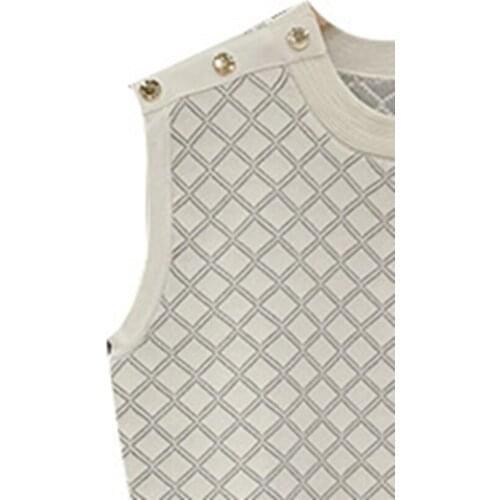 2020 Autumn and Winter Womens New Diamond Mesh Knitted Sleeveless Dress A-line Dress