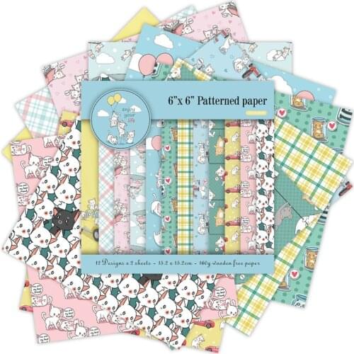 12Sheets Cute Cats Animals Printed Scrapbooking Paper Packs For Diy Origami Arts Craft Decorative Paper Background