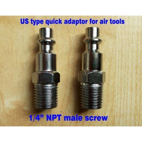 2pcs/lot 1/4" NPT male thread US type Pneumatic Air Hose Quick Coupler air tools quick adaptor