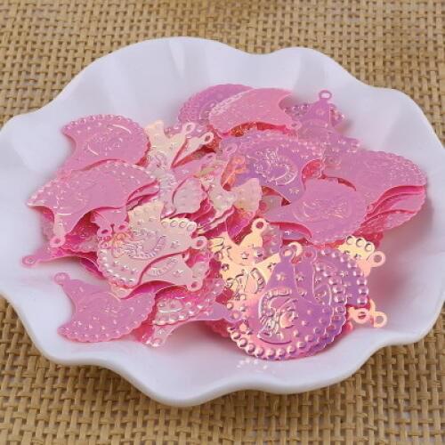 200pcs 24*26mm Sequin Pendant Flat Paillettes Sewing Craft DIY Accessory Head Portraits Pink Belly Dance Scarf Coins
