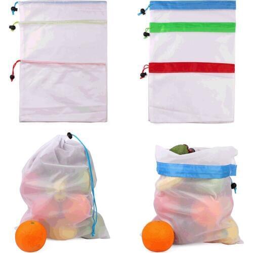 4pcs/set Reusable Mesh Produce Bags Washable Eco Friendly Bags For Groceries Storage Fruit Vegetable Toy Packing Gift Bag 77