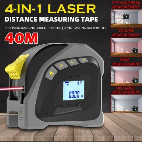 4 IN 1 Laser Distance Meter Infrared Range Finder 40M Laser Tape Measure 5m Tape Digital Laser Rangefinder Ruler Measuring Tool