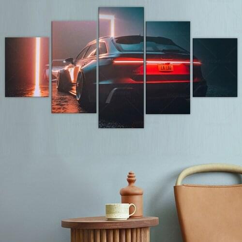 5 Pieces Audi RS6 Super Car Canvas Poster Print Painting Home Decor Wall Art Prints For Living Room Decoration
