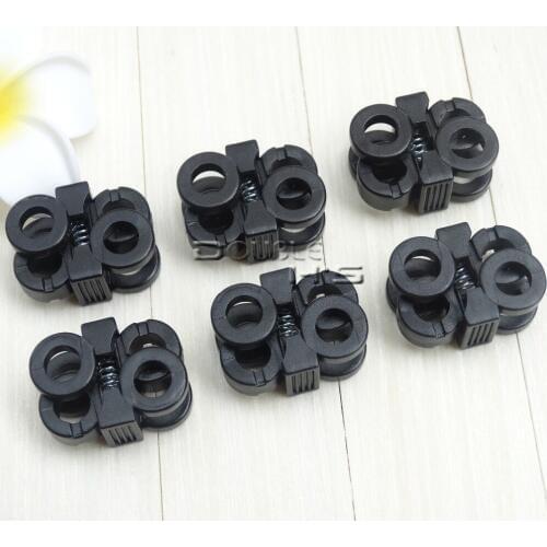 500pcs/lot 2 Holes Plastic Multi Functional Cord Lock Shoelace Buckles Stoppers Holes Dia 5.7mm