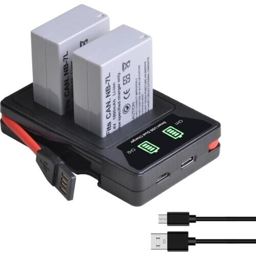 NB-7L NB 7L NB7L Battery+New LED USB Dual Charger for Canon PowerShot G10 G11 G12 SX30IS Cameras