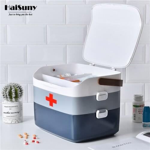 Portable First Aid Kit 3 Layer Large Capacity Storage Organizer Outdoor Camping Medical Box First Aid Medical Supplies Container