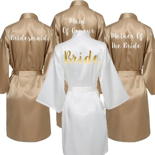 Satin Silk Robes Women Wedding Robe Bride Bridesmaid Robes Dressing Gown Bridal Robe Gold Custom Robe