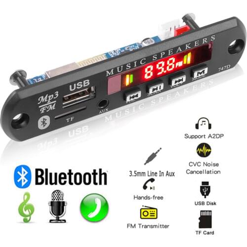 Wireless Bluetooth 5.0 Handsfree MP3 WMA Decoder Board 5V 12V Car Audio USB TF FM Radio Module MP3 Player With Remote Control