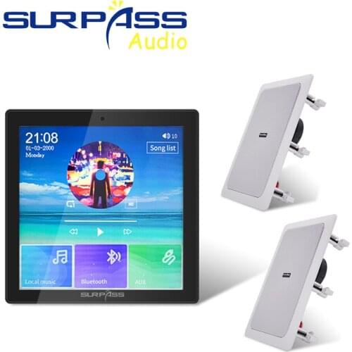 Newest In Wall Amplifier 4 Inch SD/USB Touch Screen Bluetooth System Treble Subwoofer Coacial Rectangle Ceiling Speaker Combos