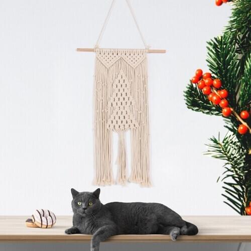 Bohemian Chic Macrame Wall Hanging Tapestry Christmas Tree Woven Wall Tapestry for Hanging Living Room Bedroom Christmas Decor