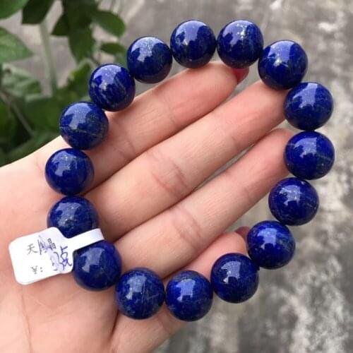 13.2mm Genuine Natural Lapis Lazuli Stone Bracelet Women Men Party Accessories Gift Stretch Round Beads Crystal Bracelet Jewelry