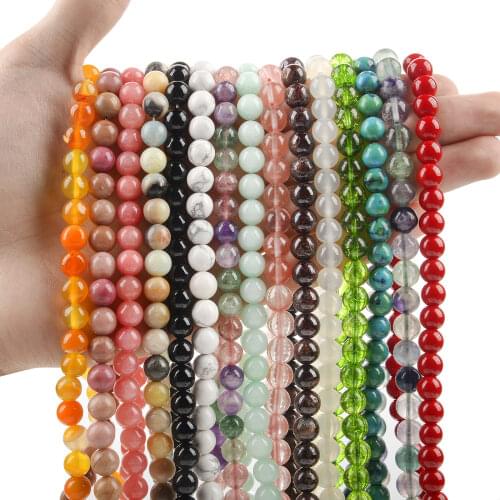 45 Styles Natural Stone Beads Matte Quartz Amazonite Round Loose Frosted Beads For Jewelry Making DIY Charm Bracelets 4 6 8 12MM