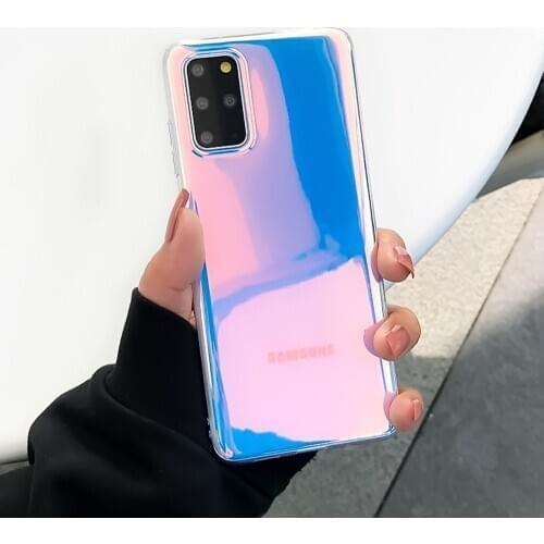 Laser Rainbow Phone Case For Samsung S20 FE S21 S10 S9 Plus A52 A72 A32 A51 A71 A12 A50 Note 20 10 9 8 Clear Soft Cover