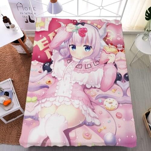 Coscase Japanese Anime Miss Kobayashis Dragon Maid Kanna Kamui Milk Fiber Bed Sheet & Flannel Blanket Summer Quilt 150x200cm