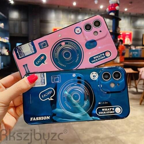 For iPhone 12 11 8 7 6S X XS XR 3D Camera Phone Cases For iPhone 12 Pro Max Blue Light Silicone Back Cover For iPhone 12 Mini