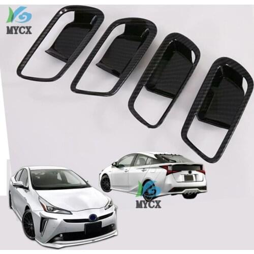 For Toyota Prius 2019 2020 Inner Door Handle Bowl Cover Trim Moulding Sticker Interior Accessories ABS Carbon Fiber