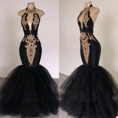 Elegant Applique Black Evening Dresses Mermaid Tulle Gown Party Sexy Thigh Vestidos Custom Made Prom Dress