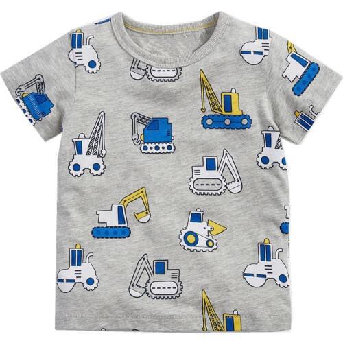 Jumping Meters Boys Top Parking Printed Shirt Baby Tees Summer Clothes 18 Cartoon Kids Tshirts For Boys Clothing Children
