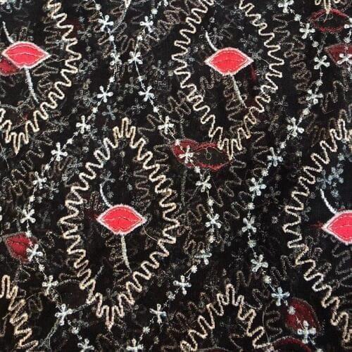 GLace 1Y/lot Black soft transparent embroidery mesh fabric textile for women dress DIY accessories TX1355