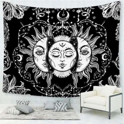 Mandala TapestryWall decoration White Black Sun Moon Tapestry Wall Hanging Gossip Tapestries Hippie Wall Rugs Blanket Home Decor