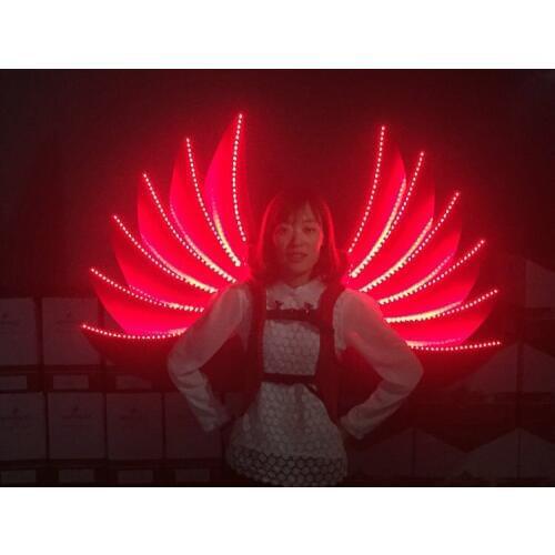 Hot Sale Red Led Luminous Catwalk Show Wings Led Lighting Ballroom Costume Dancing Stage Wear