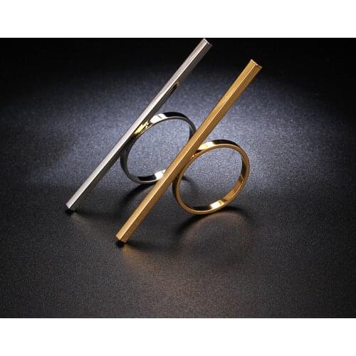 Gold/Silver Color Rings for Women Fashion Copper Long Bar Ring Women Party Rings Simple Jewelry Birthday Gift
