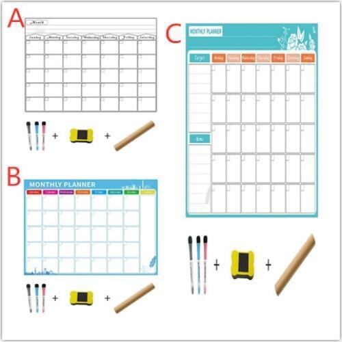 Magnetic Dry Erase Calendar for Fridge 3 Fine Tip Markers and Large Eraser with Magnets-Monthly Whiteboard for Refrigerator Wall