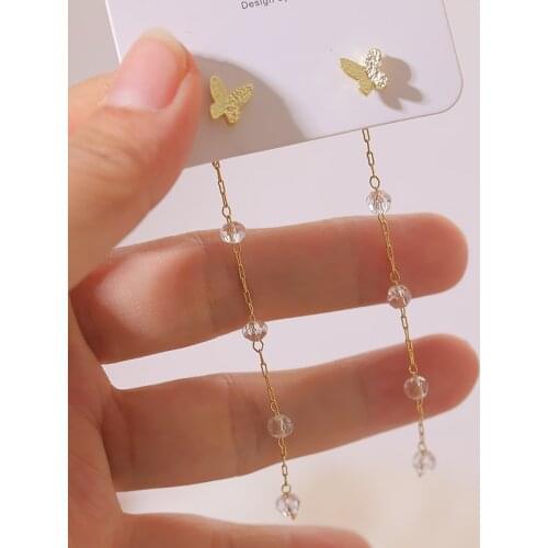 Mini Butterfly Top Tassel Earrings Korean Fashion Dangle Earrrings for Women Fairy Long Hanging Earrings brincos feminino