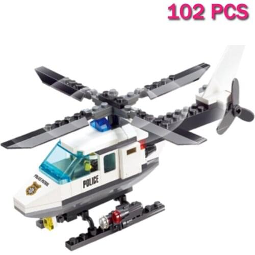 Police Helicopter Modle Building Blocks 102PCS DIY Bricks Set Educational Toys for Children Childrens Birthday Present
