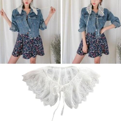 Fashion Women Bandage Lace Women Blouse Fake False Collar Doll Collar Clothes Shirt Detachable Collars Shirt Apparel