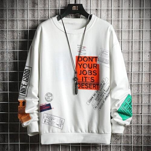 Oversized Crewneck Sweatshirts Men 2021 Brand New Harajuku Japanese Streetwear Mens Hip Hop White Hoodie Sweatshirts Tops Men