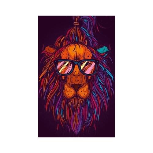 DIY 40X50cm Oil Painting By Numbers Cool lion with sunglass DIY Paint by numbers On Canvas Home Decor Digital Painting chrismas