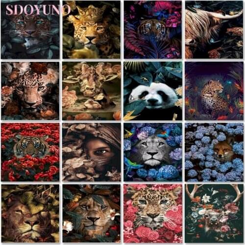 SDOYUNO 60x75cm Paint By Numbers Kits Unique Animals Diy Gift For Adult Children Frameless Handpainted Oil Painting By Number
