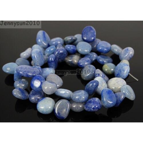 Natural Blue Aventurine Gems Stone Freeform Flat Teardrop Drop Barpque Beads 16'' Jewelry Making Crafts 5 Strands/Pack