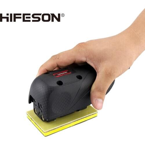 HIFESON Powerful Pneumatic Orbital Sandpaper Machine Square Sander for Factories Wood Metal Furniture Grinding & Polishing