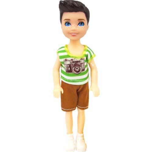 NK 1 Set Boys Doll 5 Movable Jointed Mini Doll 14 cm Cute Doll + Shoes+Outfit For Kelly Male Doll Girls Gift Baby Toys 10D 1X