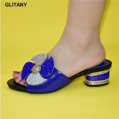 Latest African Shoes Without Bag Set Comfortable Women Shoes for Parties Female High Heels Women Wedding Shoes with Rhinestone