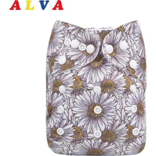 ALVABABY New Printed Baby Cloth Diaper Snaps Adjustable Cloth Nappy with Microfiber Insert