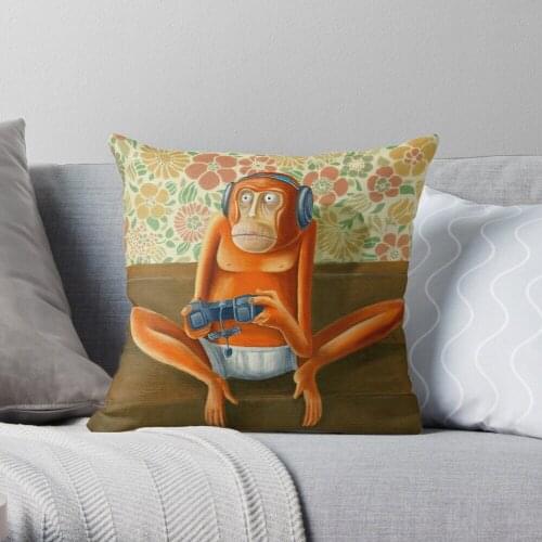 Monkey play Throw Pillow Cushion Cover Polyester throw pillows case on sofa home living room car seat decor 45x45cm