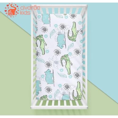 Newborn Baby Fitted Crib Sheets130*70 cm Cartoon Print Bed Sheet Baby Bed Mattress Covers for Unisex Baby Boys Girls