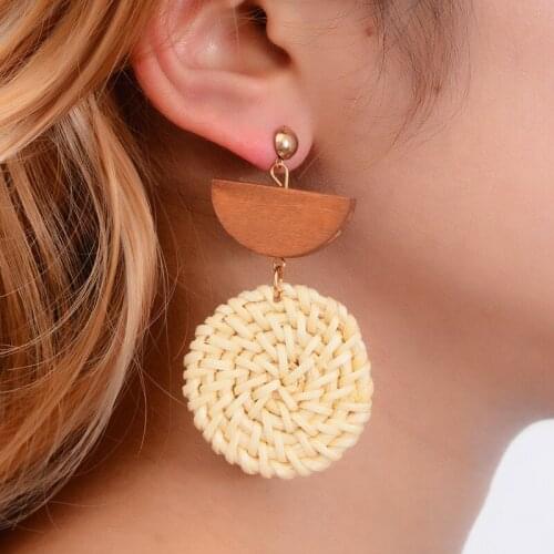 Серьги 2020 тренд Earrings For Women Girls Geometric Rattan Woven Drop Earrings Fashion Earrings Birthday Gifts серьги