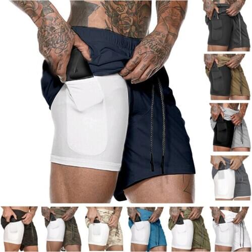 Professional Running Shorts Men 2 in 1 Sports Jogging Fitness Shorts Quick Dry Beach Short Pants Male Gym Sport Shorts Bottoms