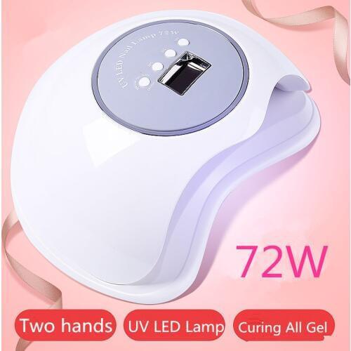SIMINAIL UV LED Nail Lamp 72w High Power Fast Curing Big Space Size for Drying 2 Hands Feet Daul Light 365nm 405nm 72 watt