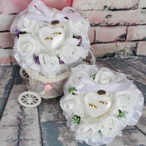 High quality Ring Box Leaves Flower Cushion Pillow Decoration Wedding Jewelry Gifts Romantic