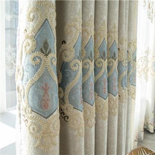 High-end Curtian Thicken Chenille Crown Embroidered Curtain European Luxury Embroidered Flower Curtain For Living Room Bedroom