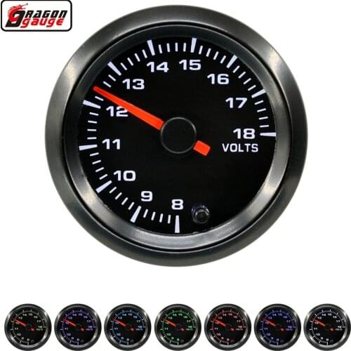 Dragon 2" 52mm High Speed Stepper Motor 7 Colors LED Backlight Auto Car Volt Gauge 8-18 Voltage Voltmete Meter Free Shipping