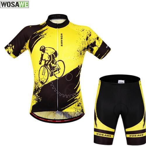 WOSAWE New Cool Cycling Jersey Set Suit Short Sleeve Sportwear Polyester Summer Bike Cycling Clothing Shirts Wear MTB Clothing